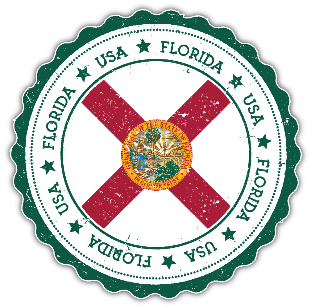 Florida USA State Grunge Seal Emblem Car Bumper Sticker Decal "SIZES"
