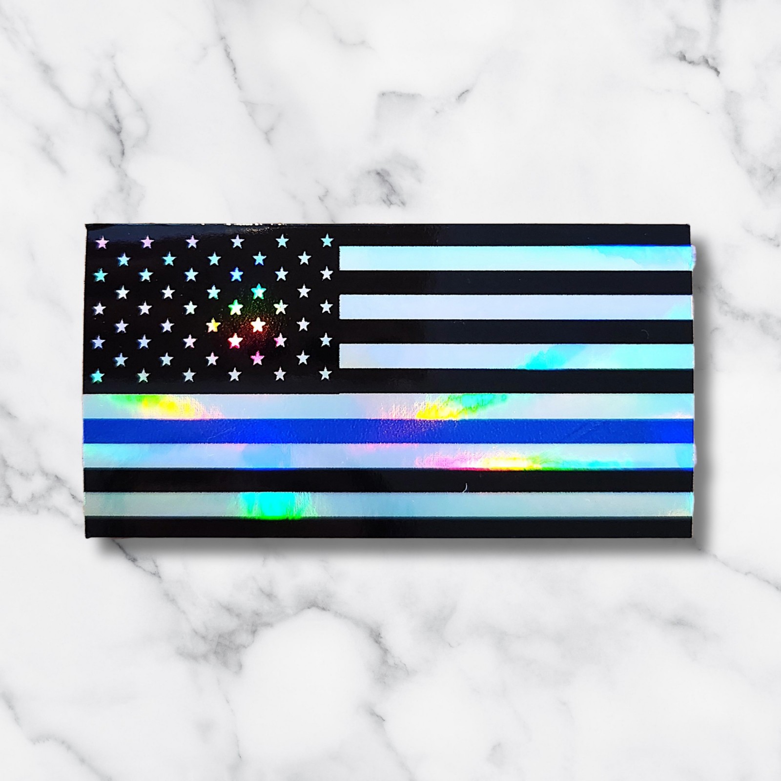 Thin Blue Line American Flag Sticker, Police Support Decal