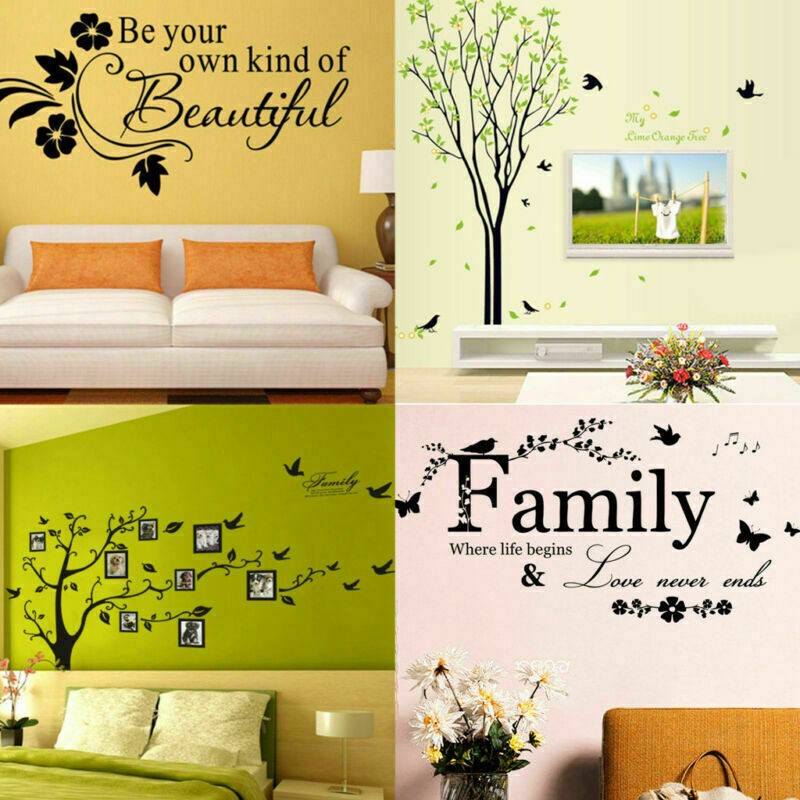 Simple Family Tree Wall Decal Sticker Large Vinyl Photo Picture Frame Room Decor
