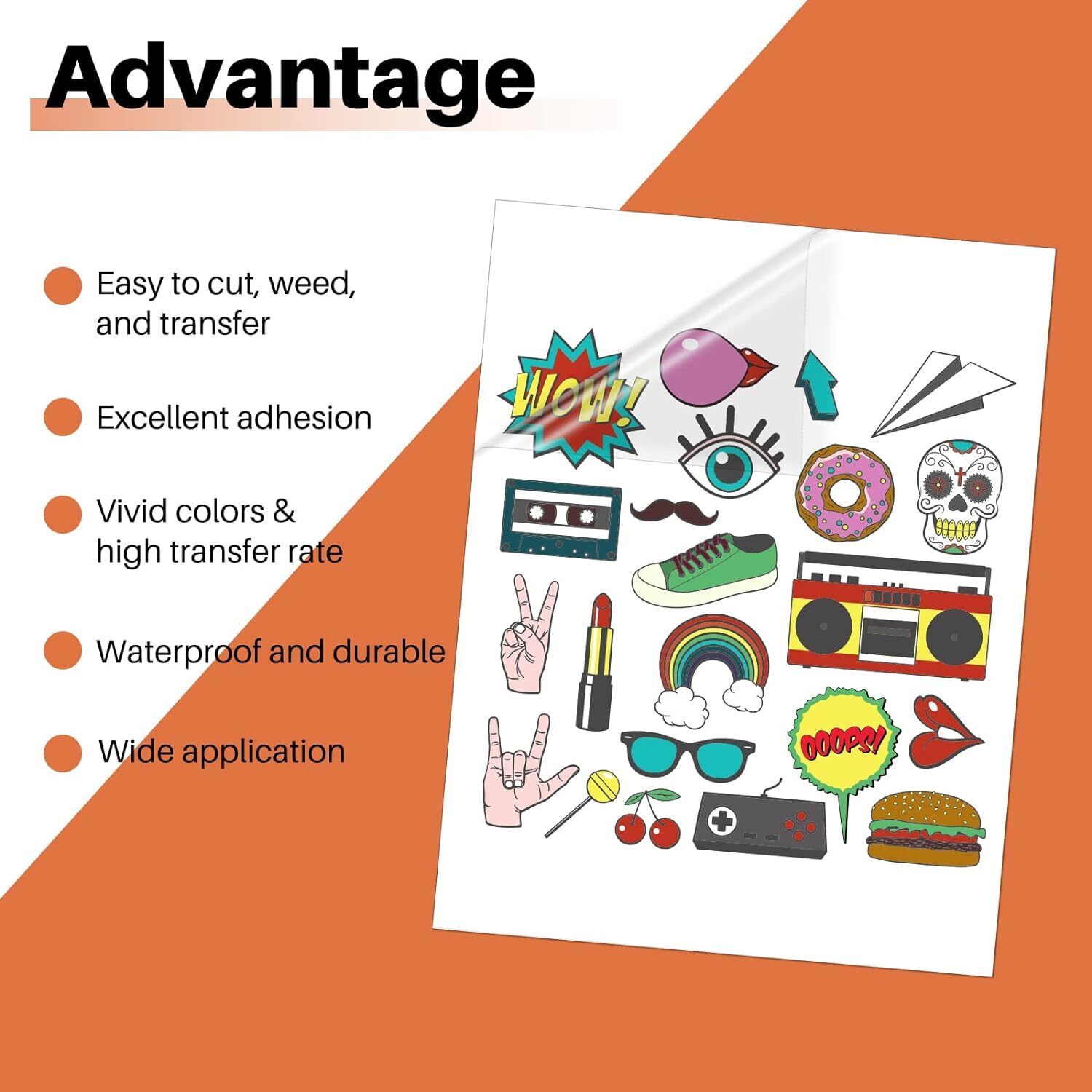 HTVRONT Sublimation Sticker Paper – 20 Pcs Glossy Transparent, Transparent