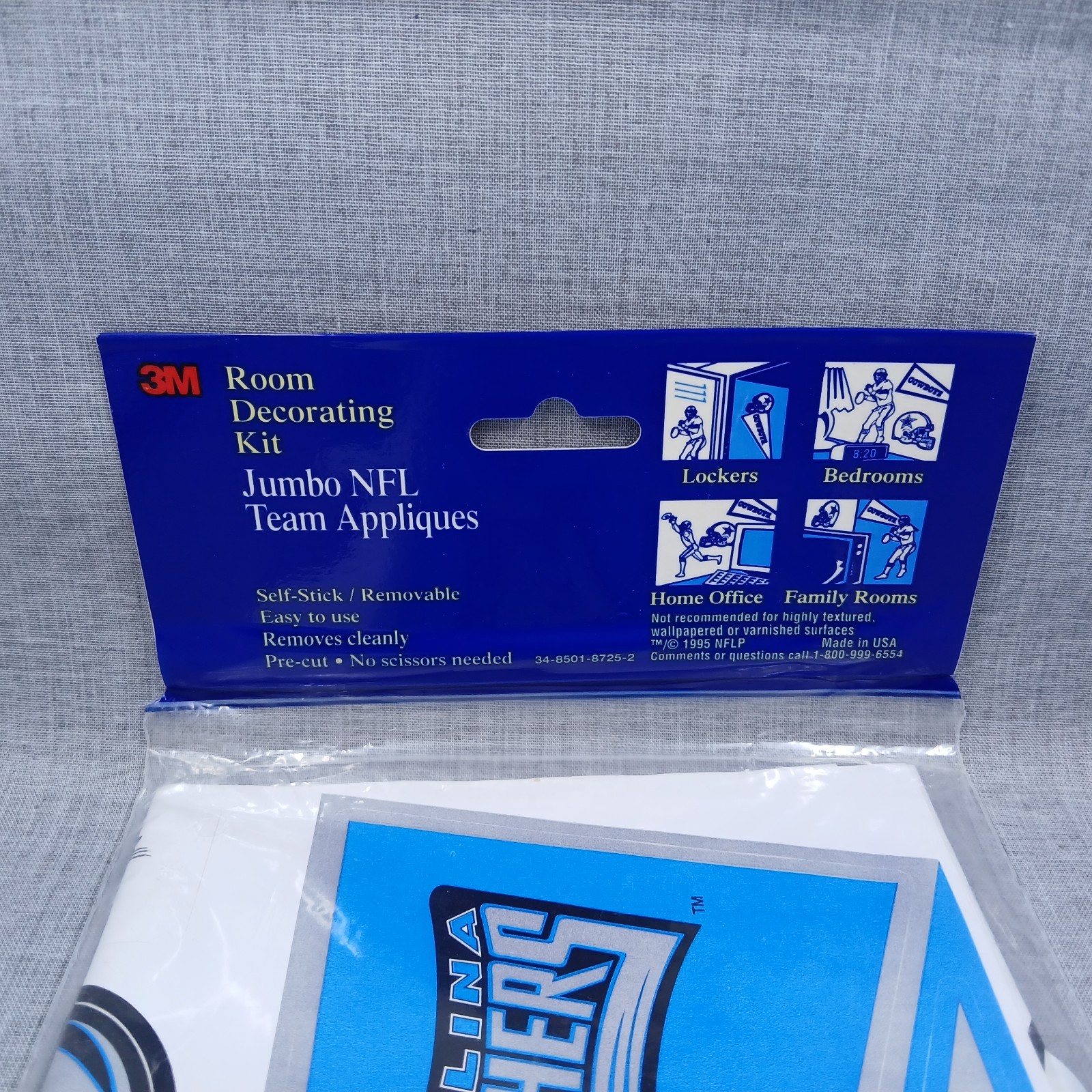 Vintage NFL Carolina Panthers Self-Stick Jumbo Team Appliques NEW Sealed