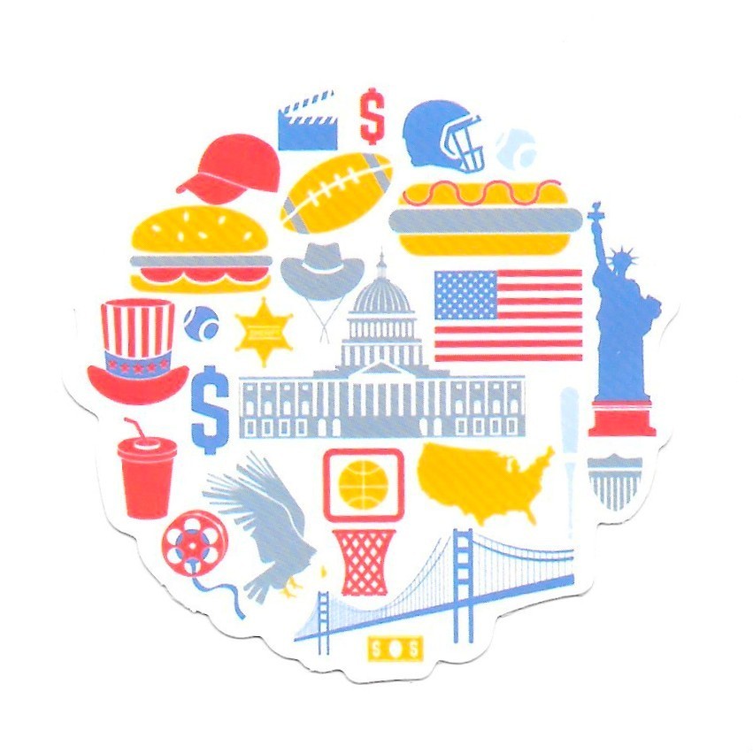 Patriotic Vinyl Sticker USA Landmarks Eagle Flag Capitol Building Art