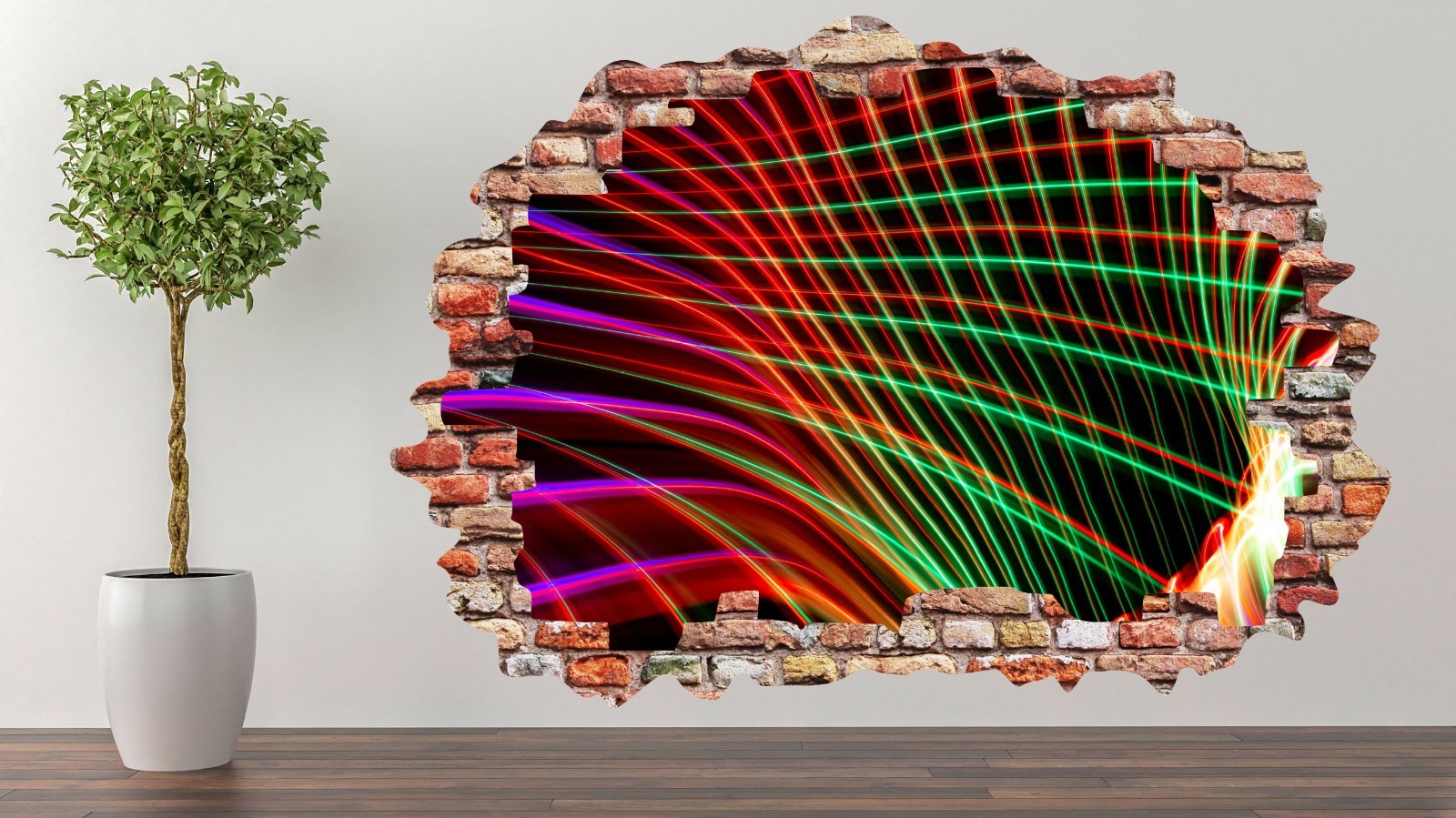 3D Neon Light Waves Vinyl Wall Decal Sticker Mural – Psychedelic Home Decor M-36