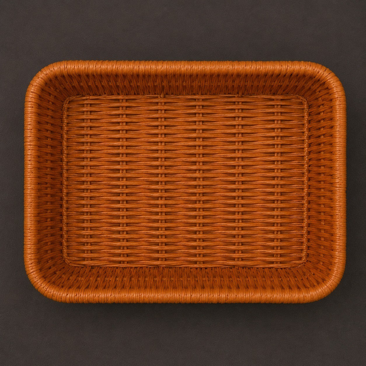 Brown Wicker Basket Tray Rectangular Rattan Storage Organizer