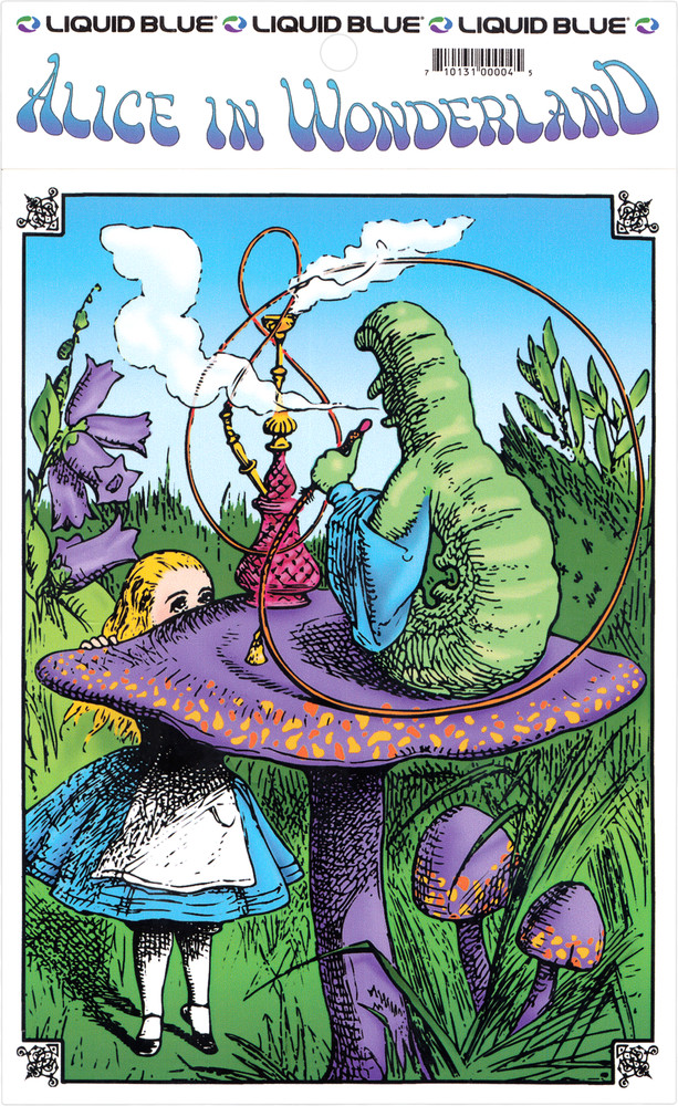 Sticker – Alice in Wonderland Caterpillar Mushroom Lewis Carroll Fantasy 6.88"