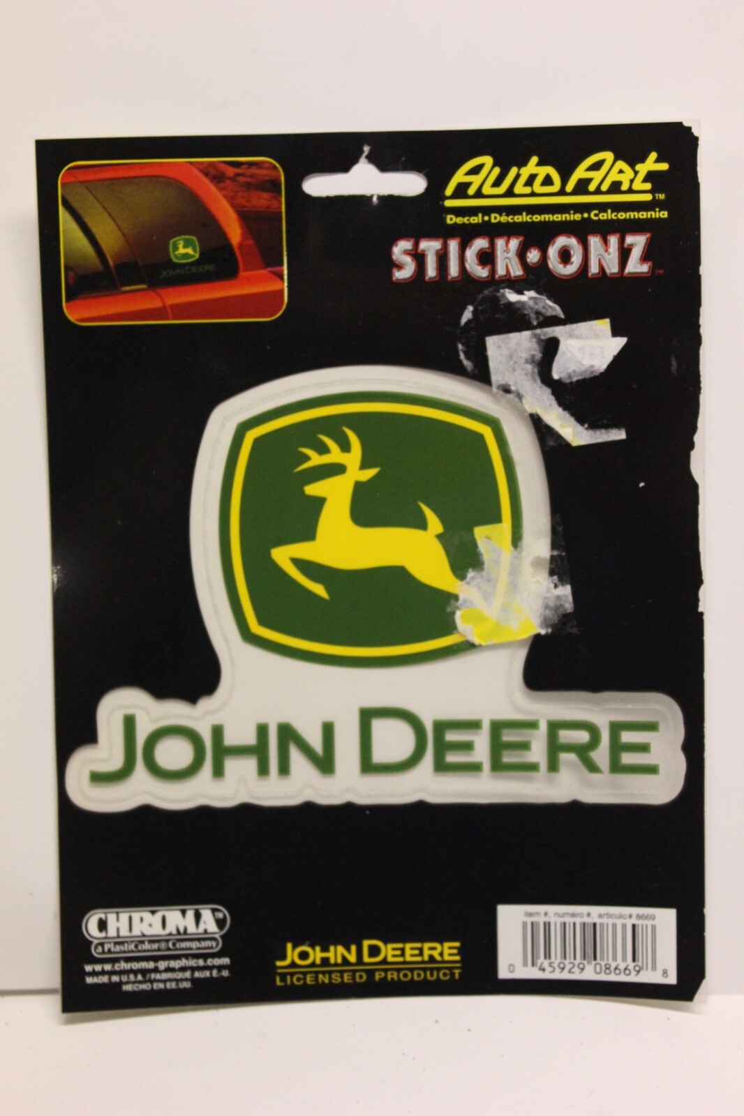 John Deere Licensed Product Vinyl Decal Leaping Deer Auto Art Stick ONZ