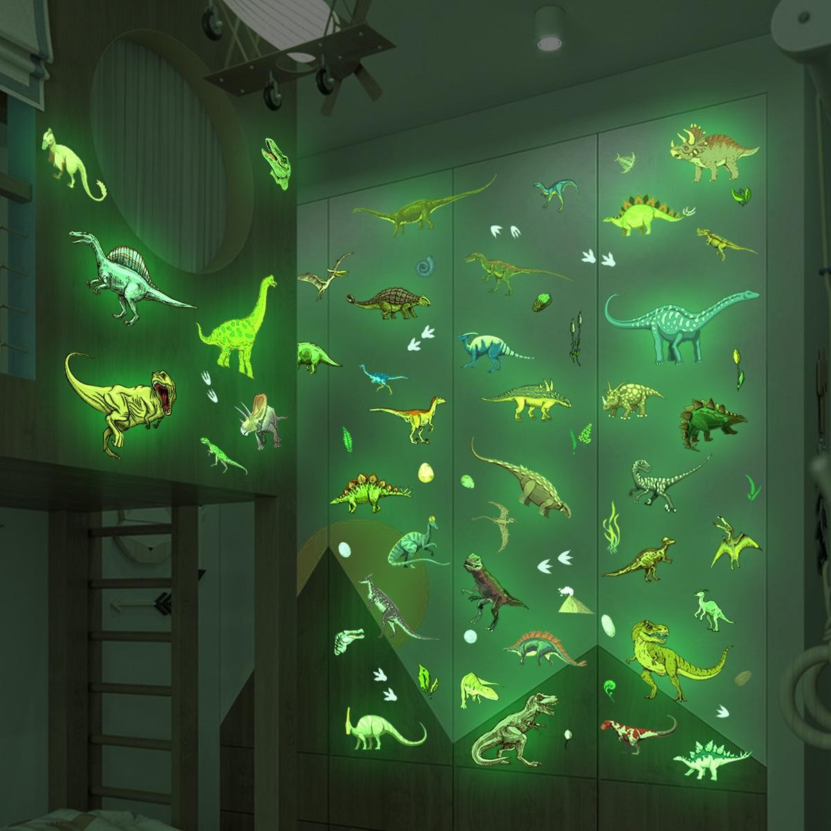 Glow-in-dark Dino Wall Decals – Removable, Luminous, Fun & Easy to Apply