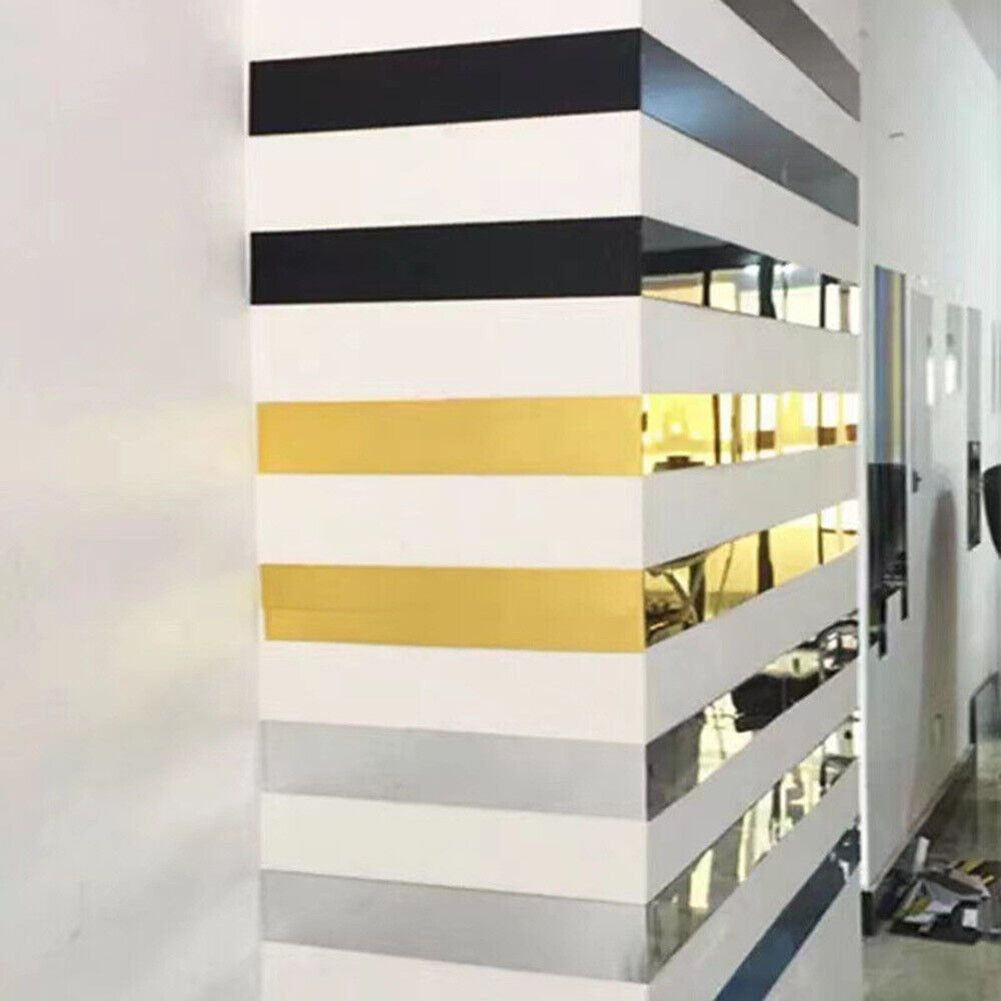 High Quality Wall Sticker Decal Long Strip Mirror 10Pcs 5x50cm Bedroom