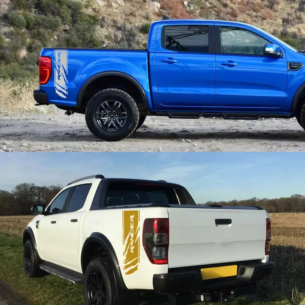 Aftermarket Rear Bed Side Stripe Decal for Ford Ranger Raptor | 2-Piece Vinyl Tr