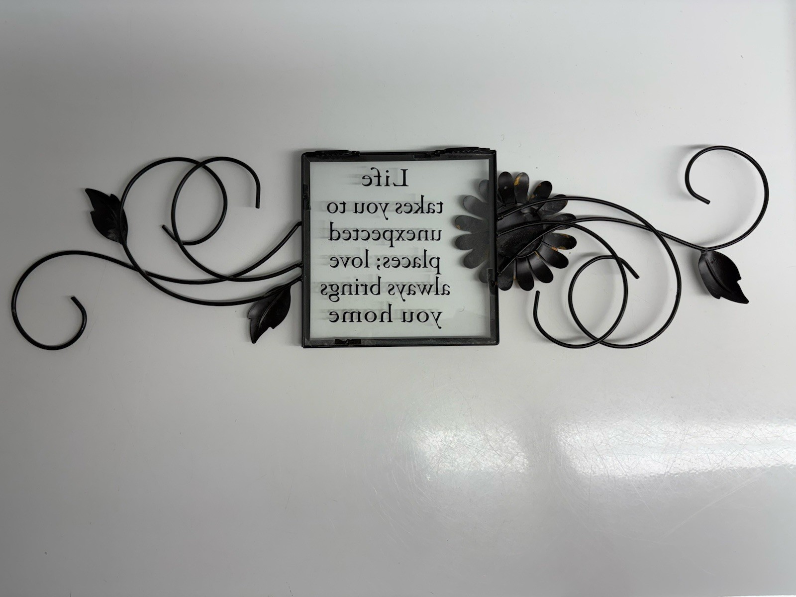 Metal Message Plaque, With Glass Inscription And Can Hang On Wall.