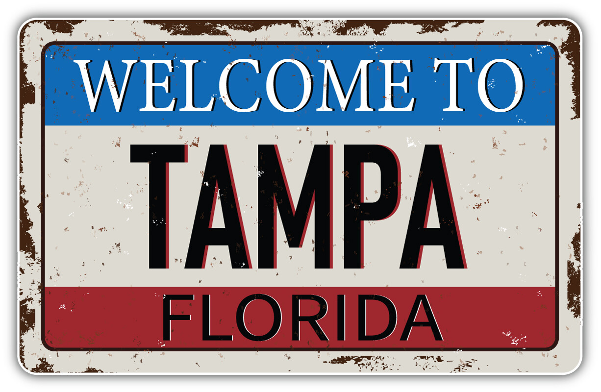 Tampa City Florida USA State Vintage Emblem Car Bumper Sticker Decal "SIZES"