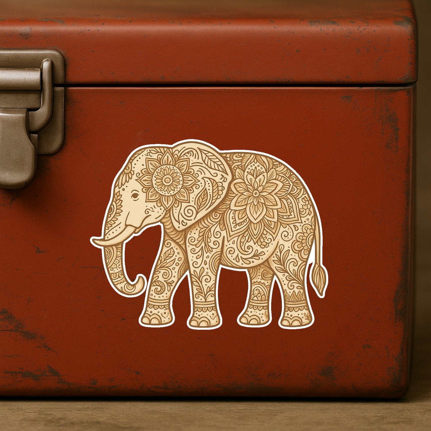 4Pcs Elephant Mandala Stickers: Boho Line Art Vinyl Decals – Waterproof Yoga Gif