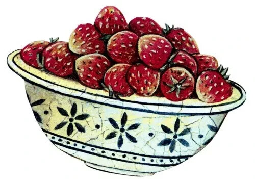 fruit shabby strawberry berries wall decal bowl prepasted 6 inch