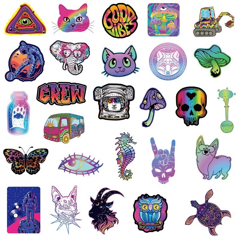 10 Random Psychedelic Stickers Trippy Decals Laptop Hydro Yeti Car Free Shipping