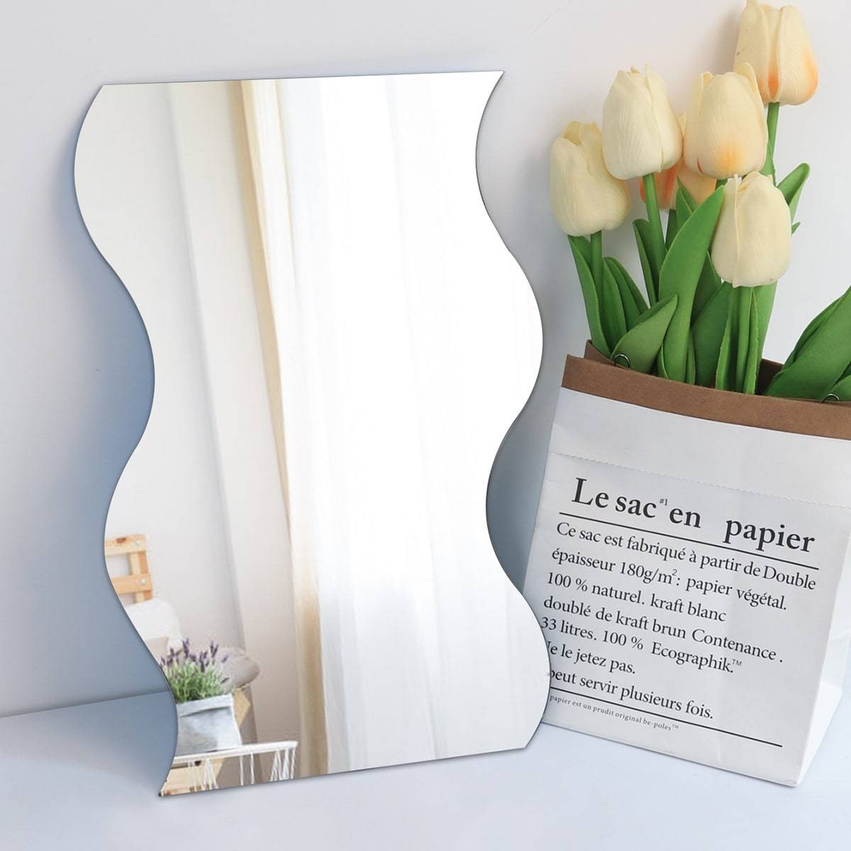 Wavy Irregular Acrylic Mirror Wall Sticker 2mm Self Adhesive Living Room Wall