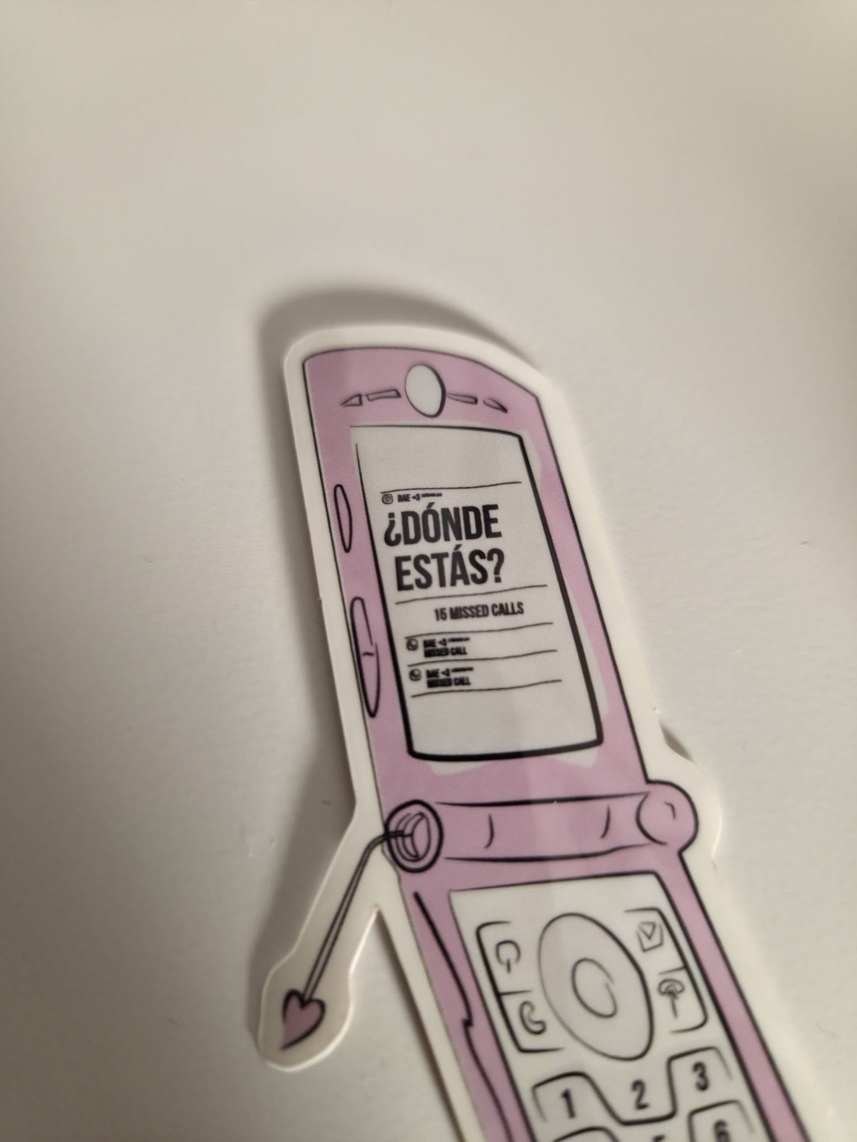 Pink Phone Sticker 3.5in x 1.5in