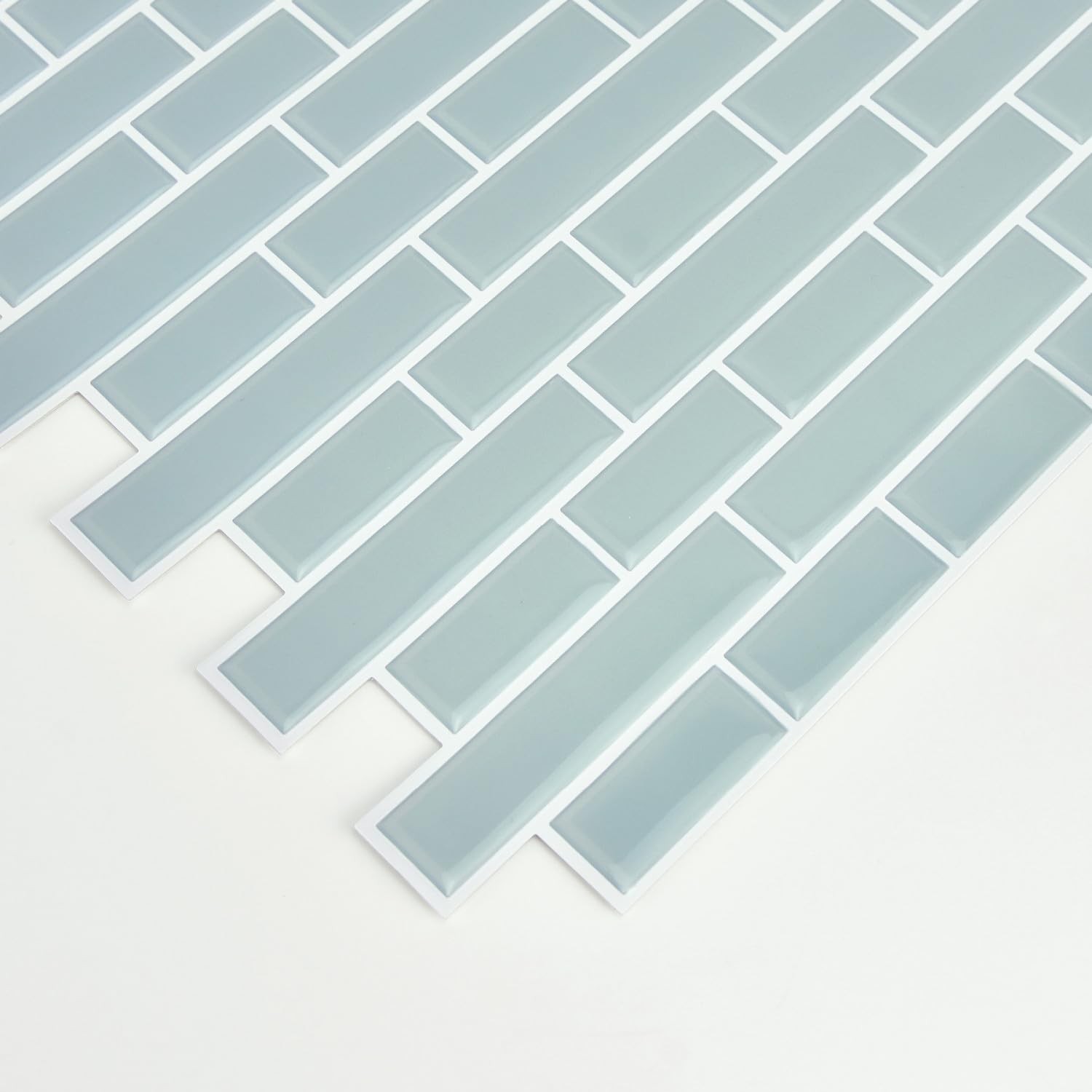 InHome Sea Glass Peel and Stick Backsplash Tiles, Blue, 10.5 in x 10.5 in