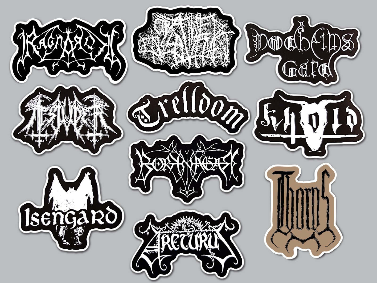 Black Metal Sticker Pack (QTY 10) SET 6 isengard khold thorns ragnarok trelldom