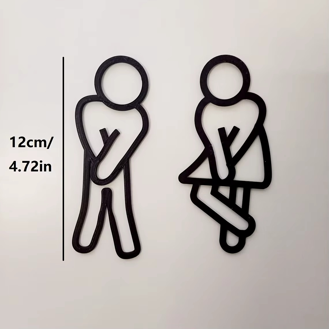 Funny Bathroom Signs for Men Women 2D Flat Restroom Door Decor, Wall Sticker