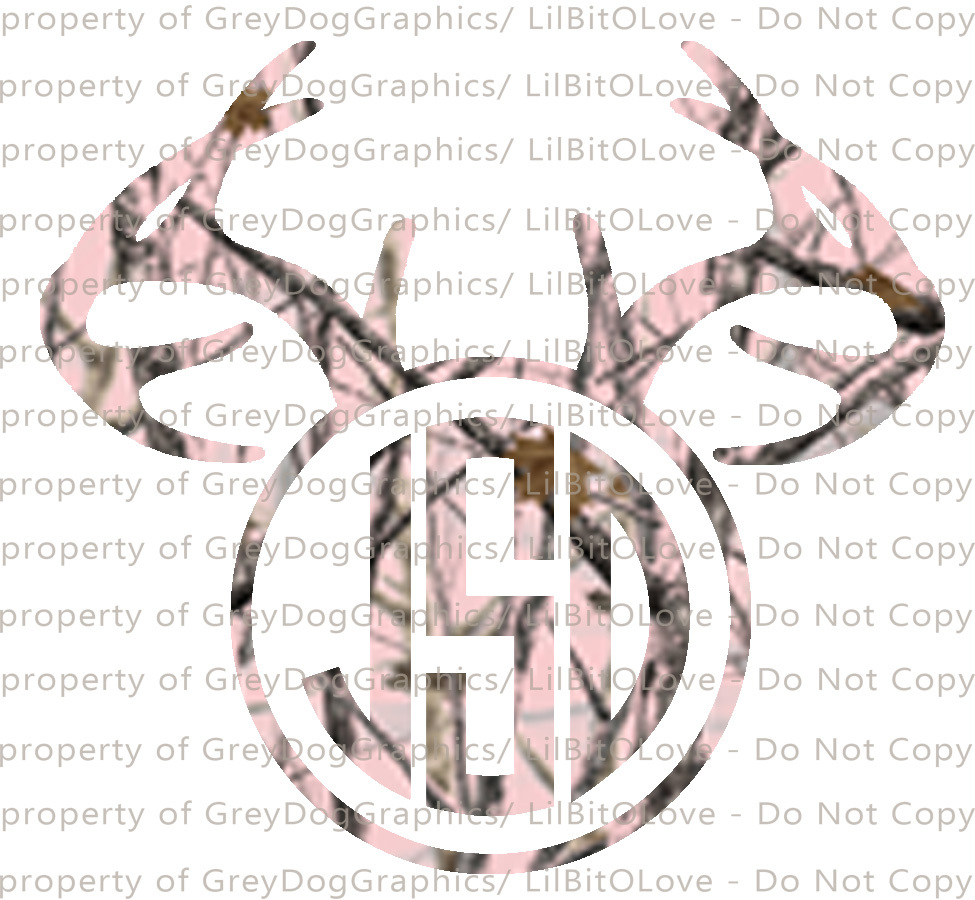 Pink Snowstorm Girl Style Camouflage Antlers Monogram Camo Sticker Vinyl Decal