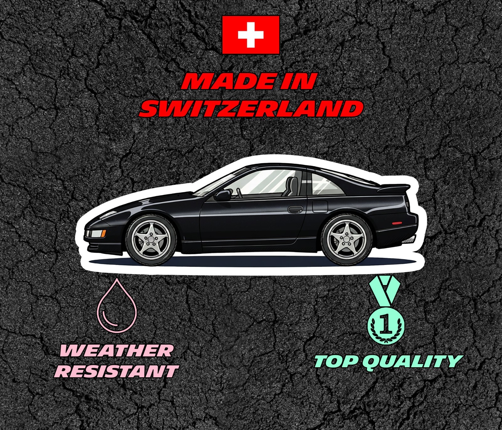 Nissan 300ZX Car Profile Sticker for Laptop, Phone Case, Book, Window, Kids etc.