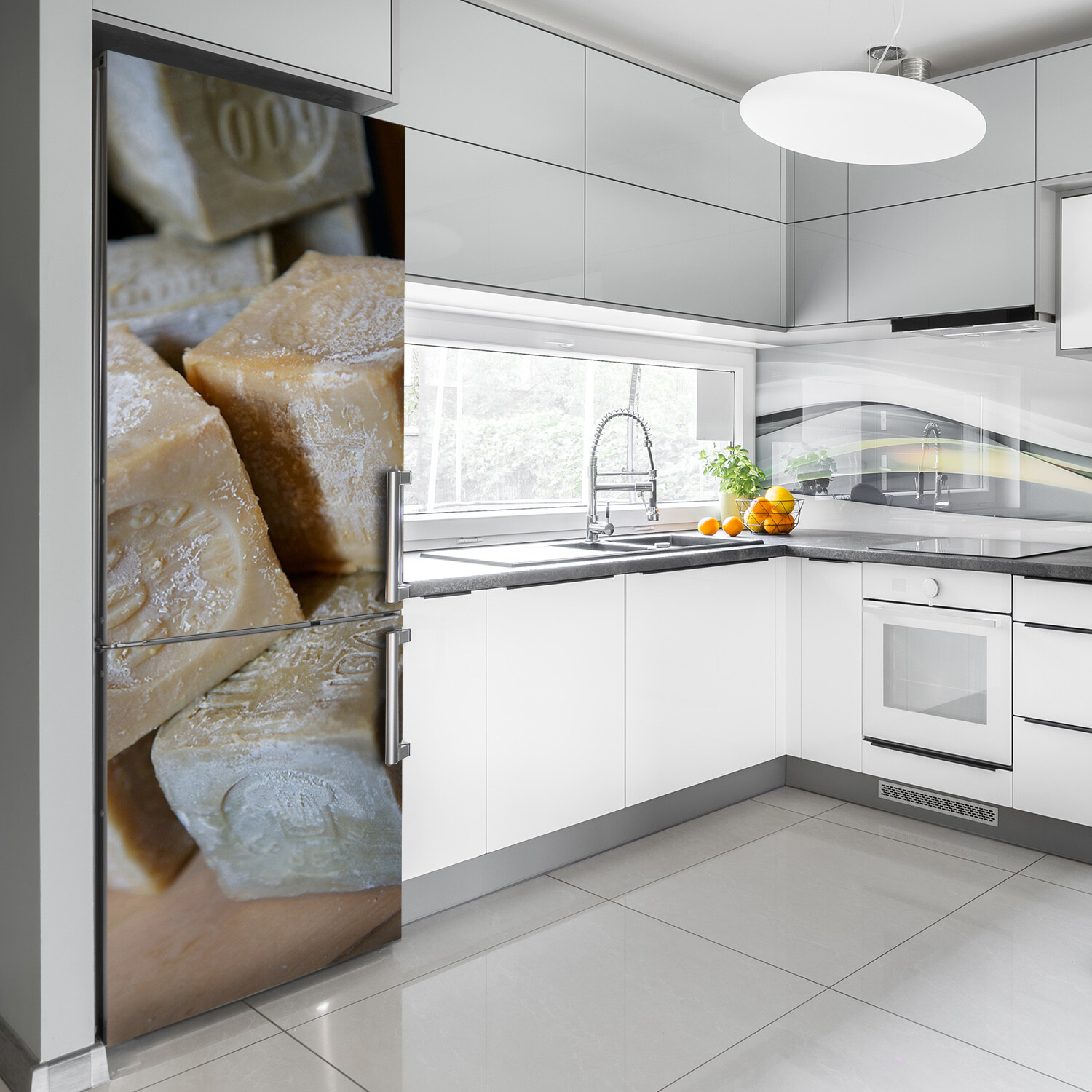 Self adhesive Refrigerator Wall wrap removable Magnet Decal Soap