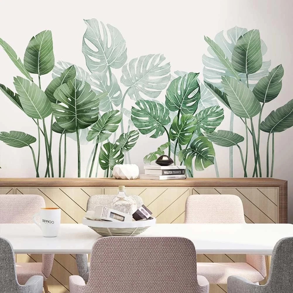 Boho Tropical Plants Wall Decals for Living Room, Natural Palm Tree #72