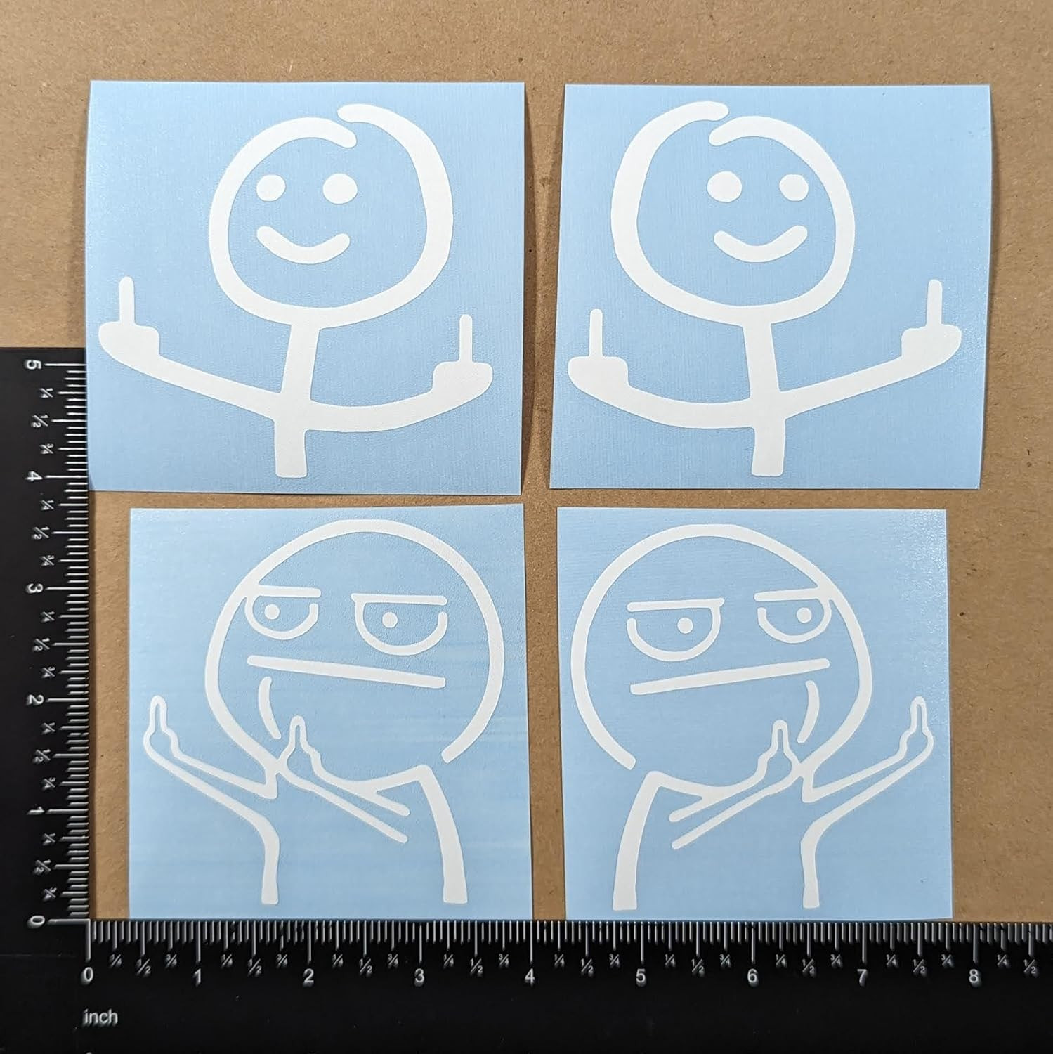 Middle Finger Meme Stick Figure Decal 4 Pack: Funny Stick Figure Double Flip off