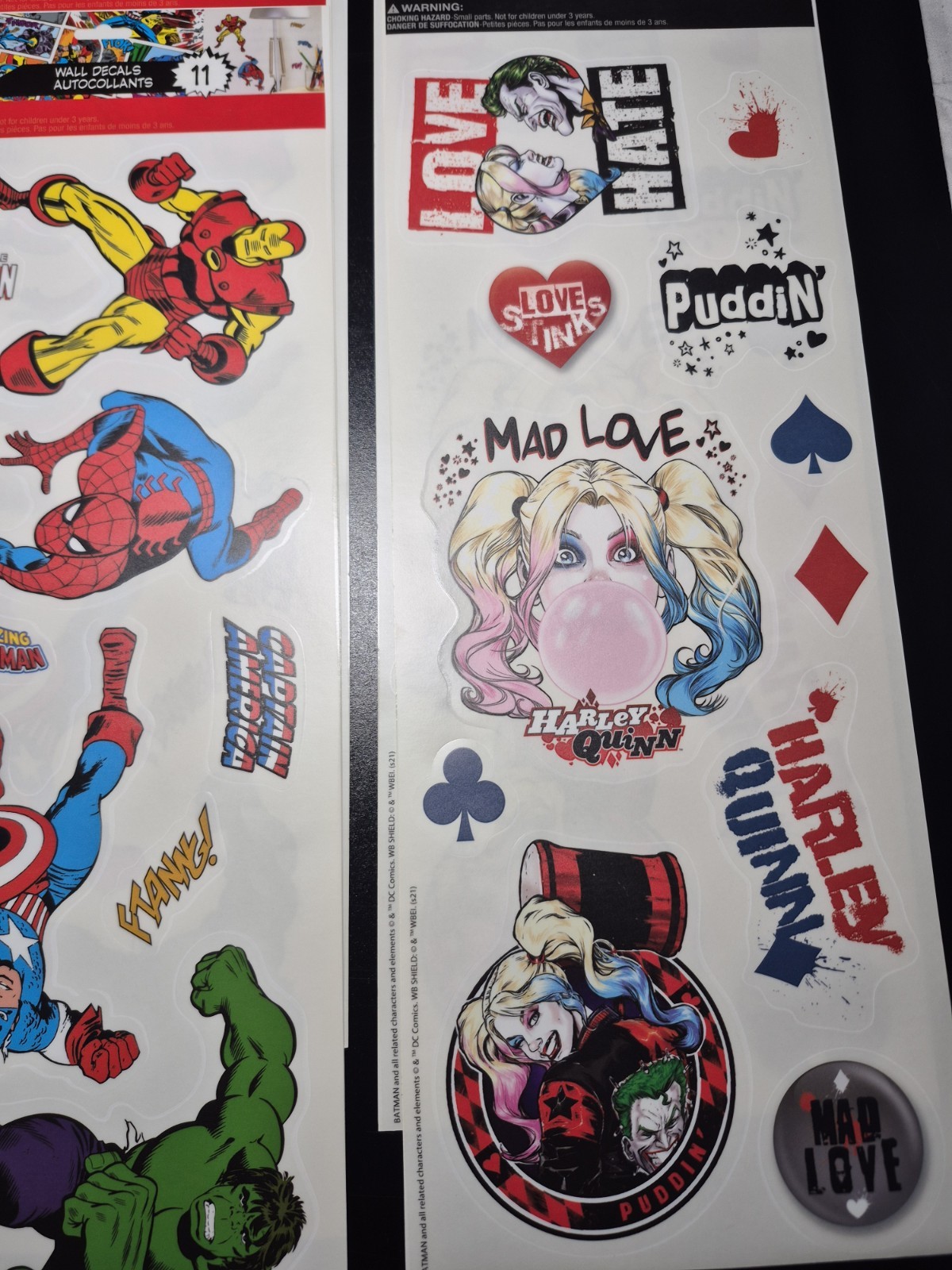 24 Wall Decals Transformers, Spiderman, Star Wars, Marvel, Harley Quinn
