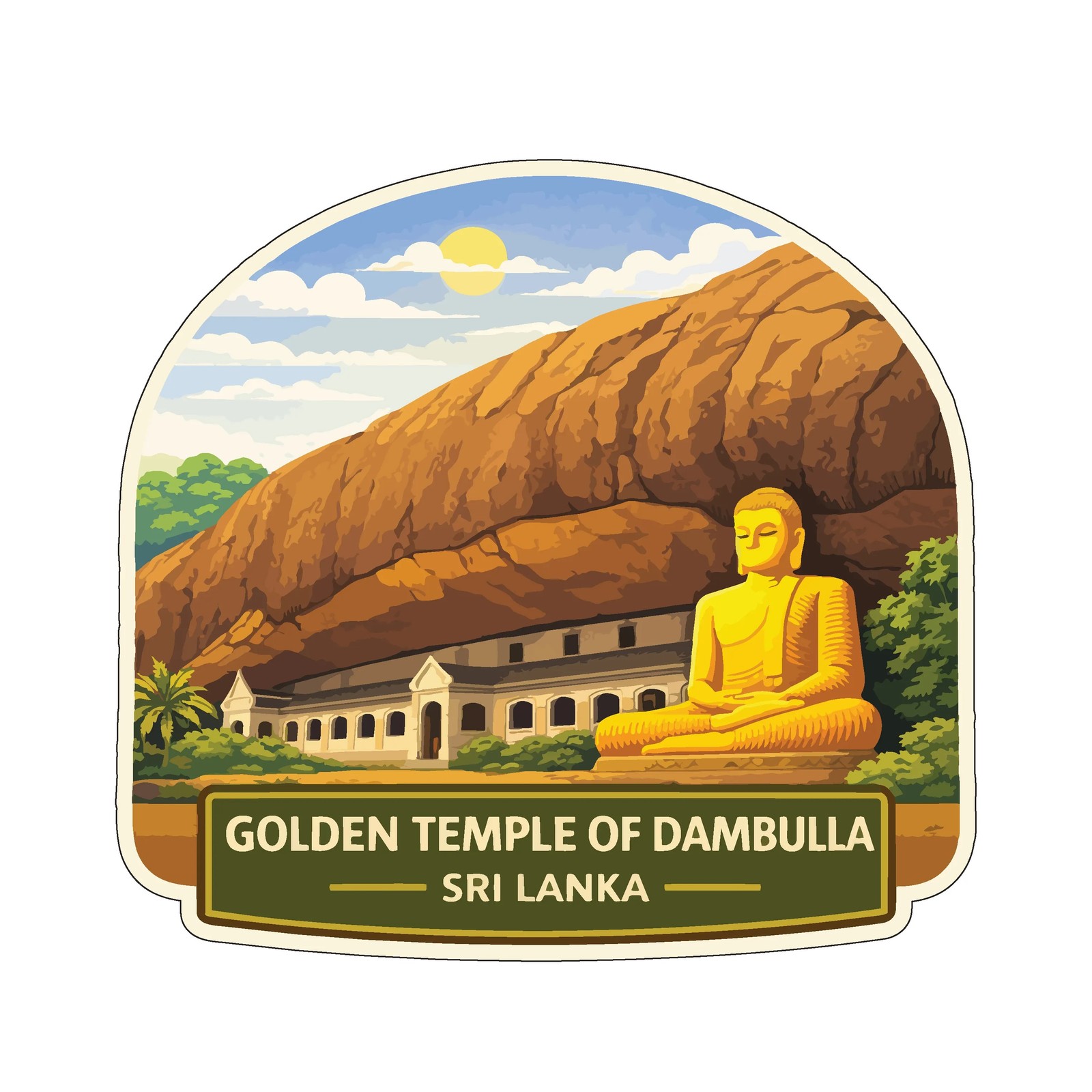Golden Temple of Dambulla Sri Lanka Sticker Decal Vinyl Die-Cut World Heritage