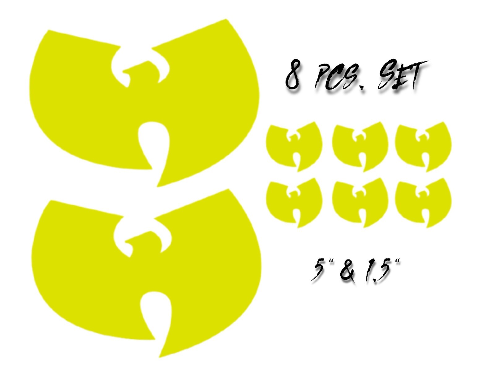 Wu-Tang Street Wear Set 5" & 1.5" Yellow Vinyl Decal Sticker Set – Free Shipping