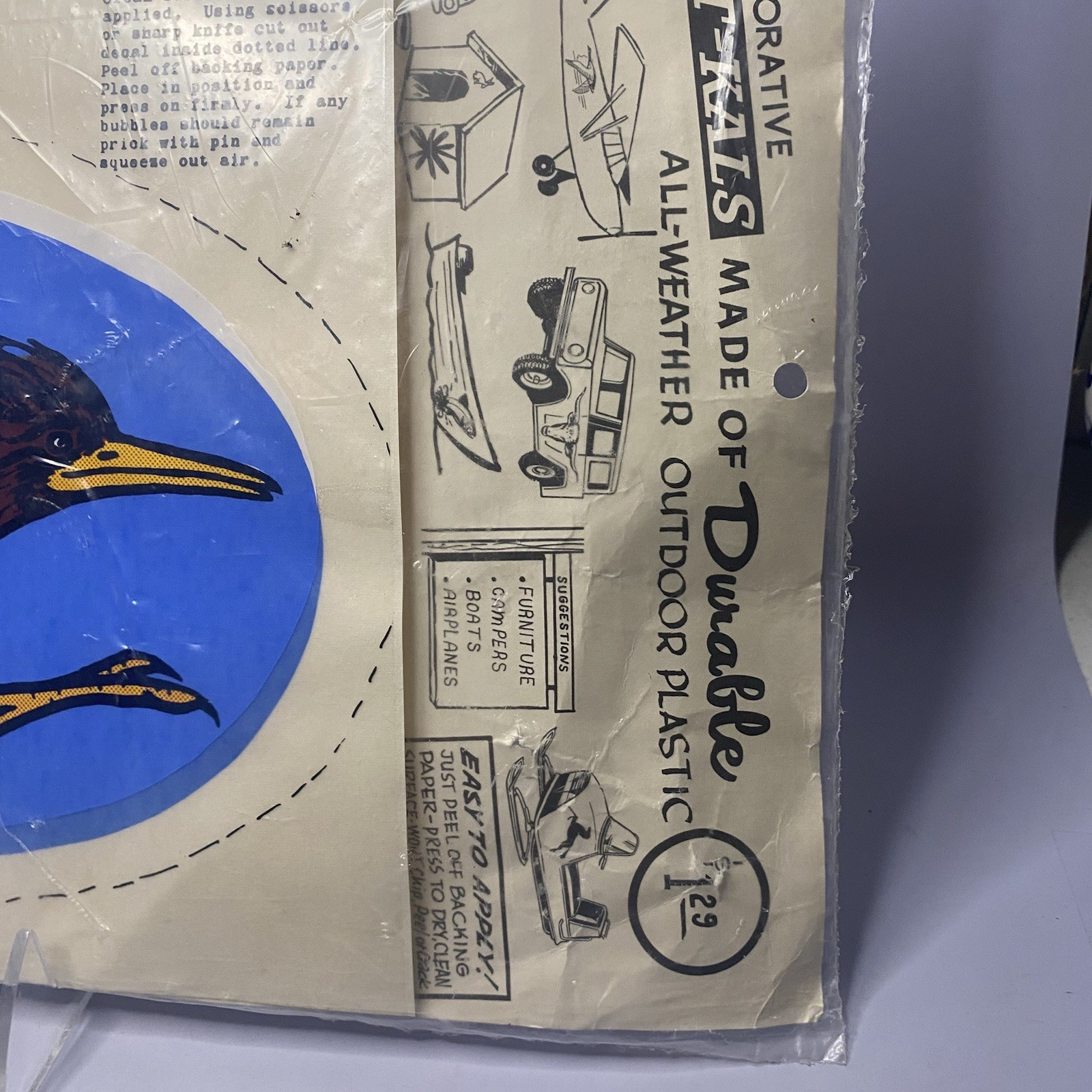 Rare Vintage Roadrunner Self Stick Decal Sticker – Sealed In Original Pkg