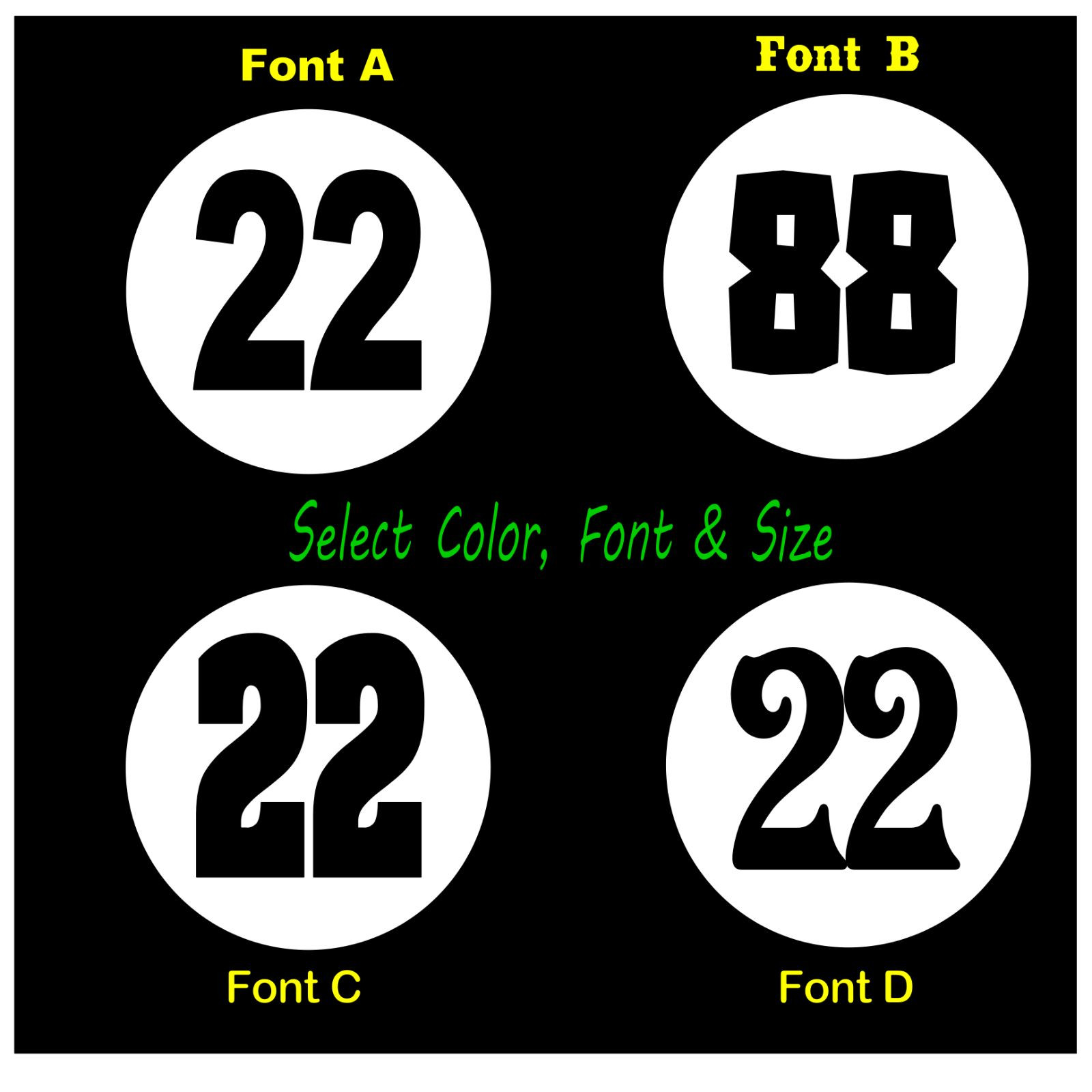 Vintage Look Meatball Race Car Numbers Vinyl Decals 2ea – Select Size & Color