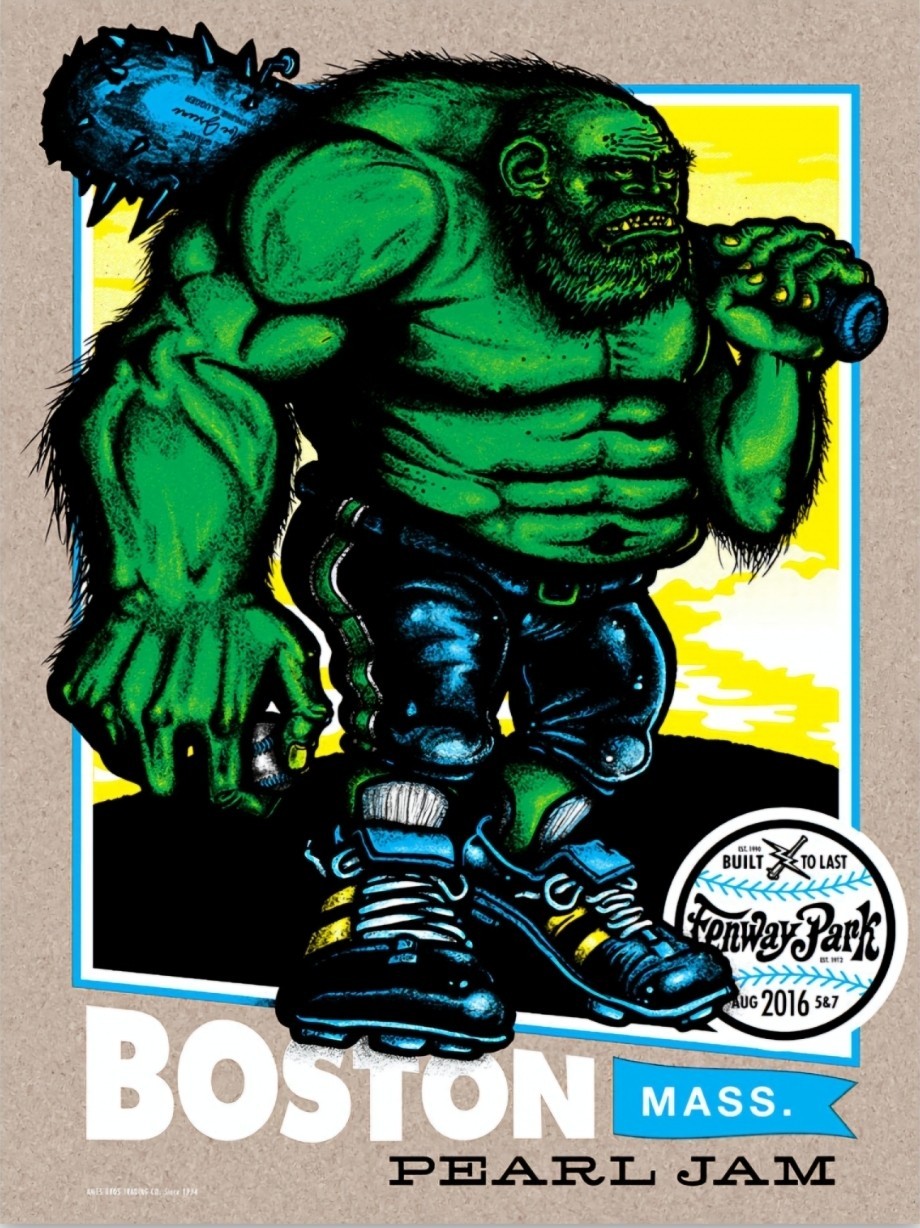 Pearl Jam Die-Cut Vinyl MAGNET 2.6"x3.5" Fenway Boston 2016 Poster Art
