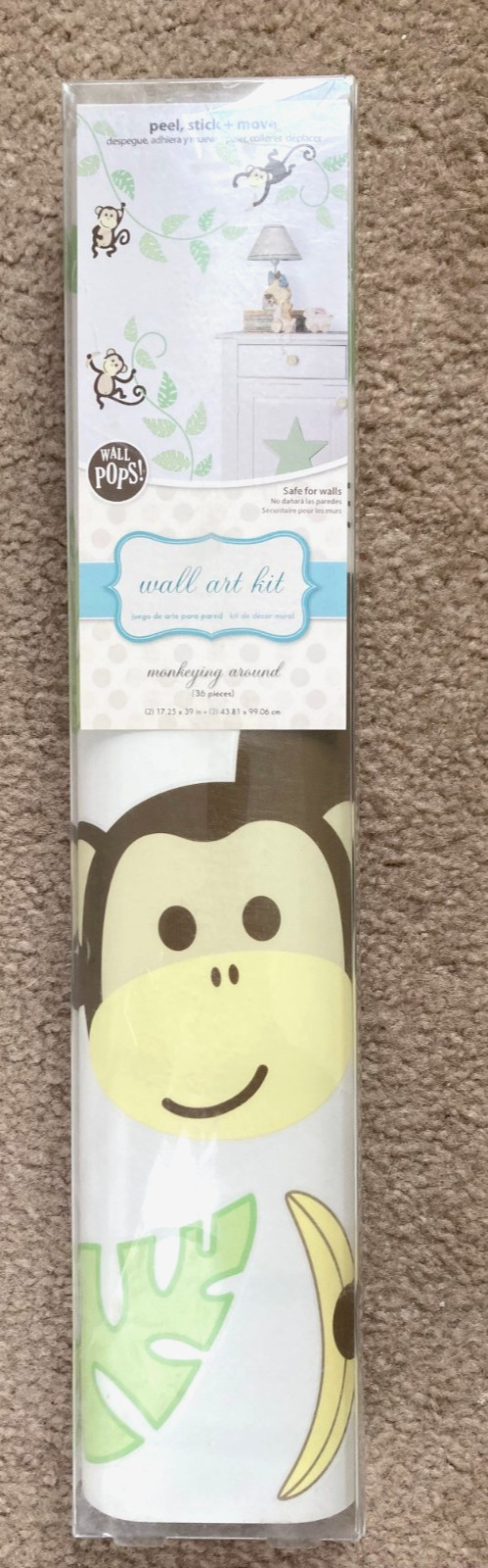 Wall Pops Wall Art Kit Monkeying Around 36 pieces Peel Stick Move WPK0019 – NEW