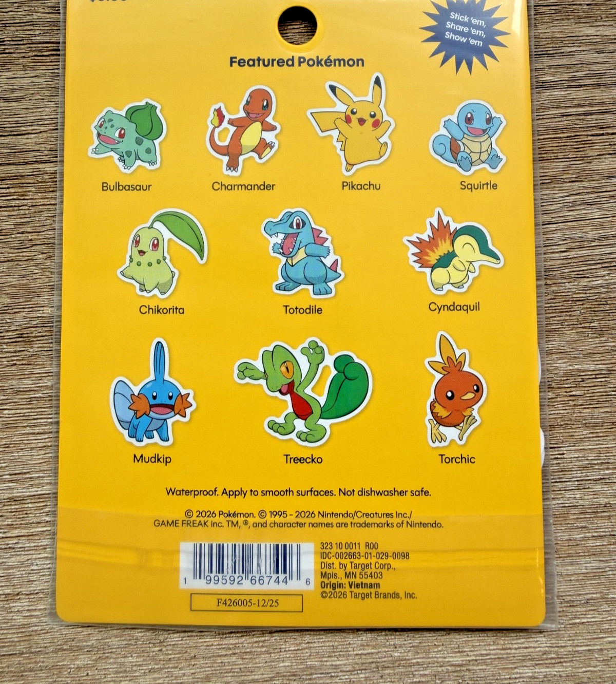 Pokemon x Target Vinyl 10 Sticker Set, NEW