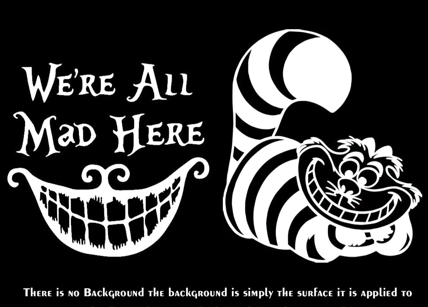 Alice in Wonderland We are all Mad Here Smile & Cheshire Cat Two 5" Vinyl Decal