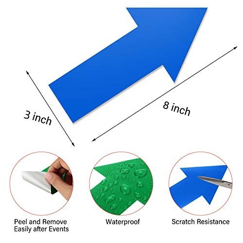 40 Pcs 8" Removable Arrow Stickers – Waterproof Directional Floor Decals, Multi-