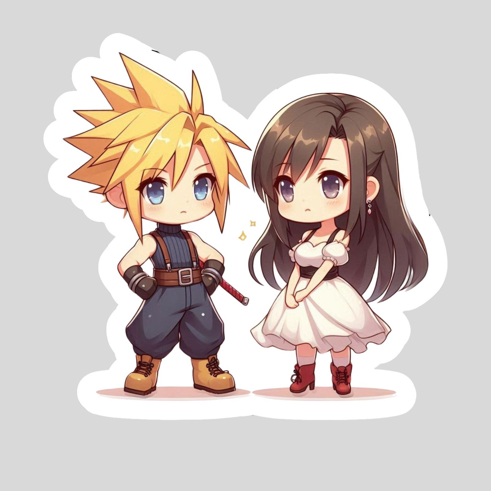 Cloud Strife, Tifa Lockhart, Final Fantasy VII, FF7 Cute, 2 Kawaii Vinyl sticker
