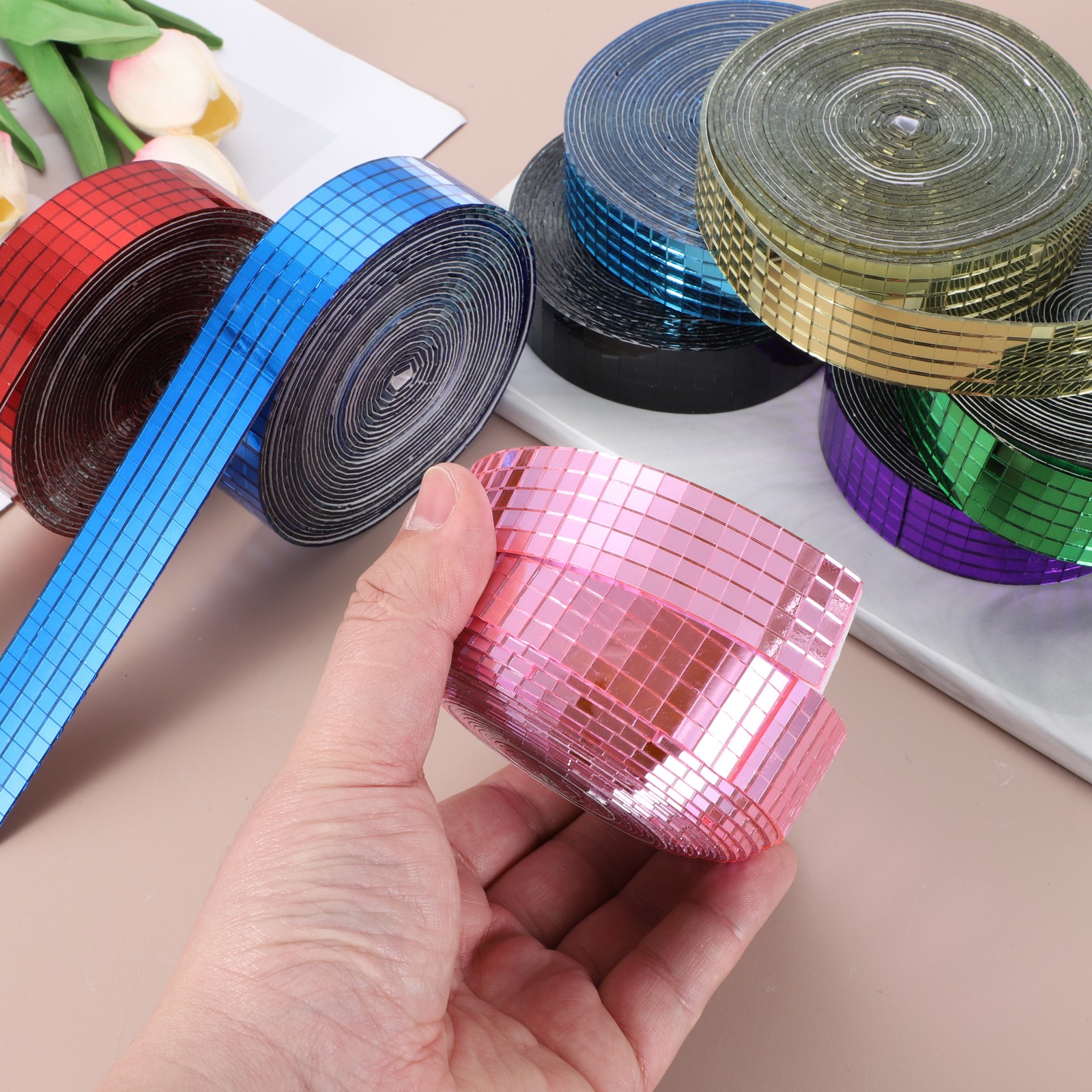 5x5mm Self Adhesive Mirrors Mosaic Tiles, 2500 Pcs Mosaic Sticker, Purple