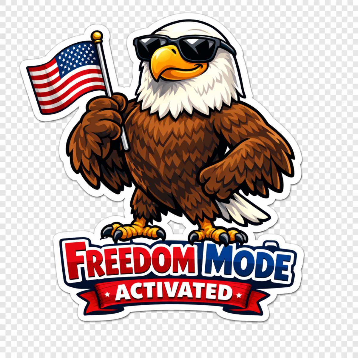 3 inch Freedom Mode Activated Patriotic Eagle Vinyl Sticker USA