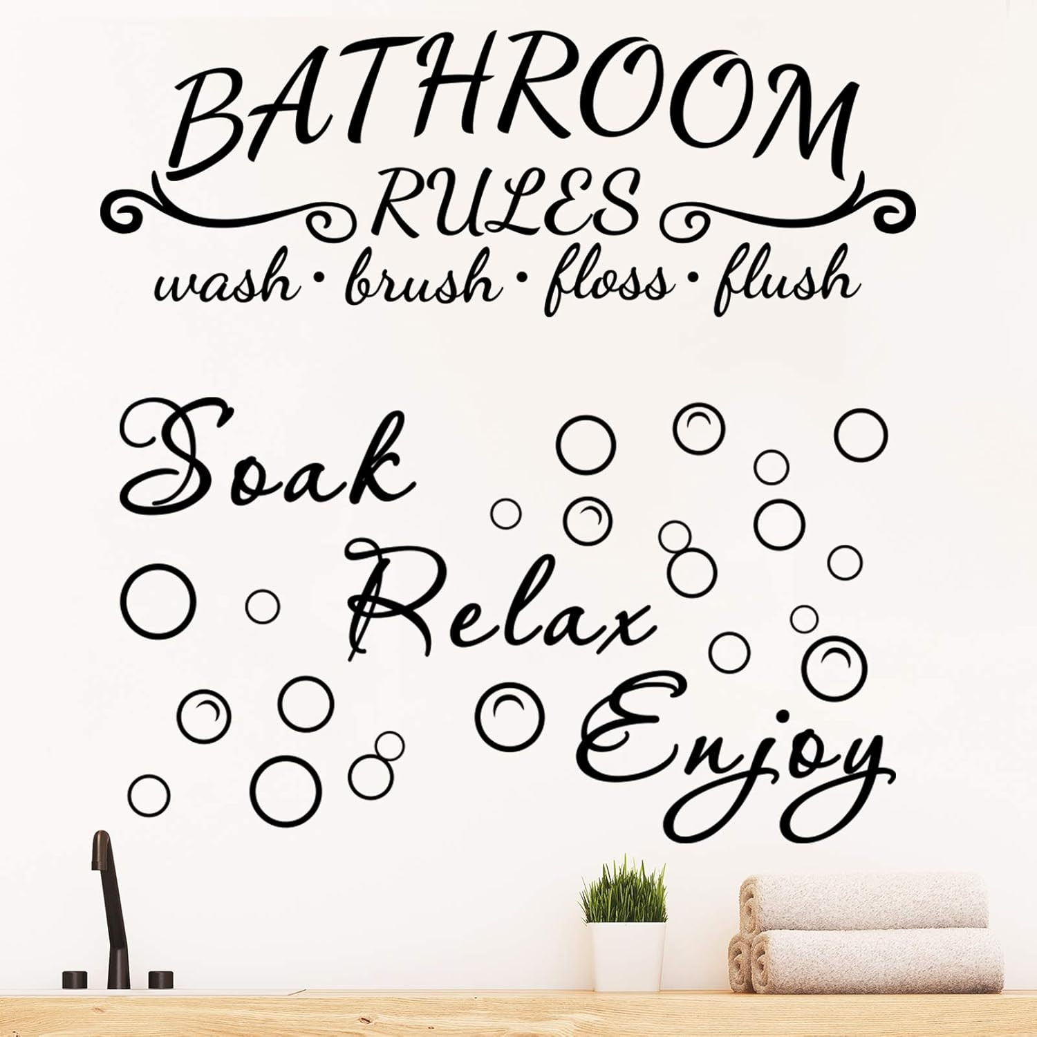 2 Bathroom Decals Sticker Soak Relax Enjoy Toilet Rules Decor Vinyl Quote Decor