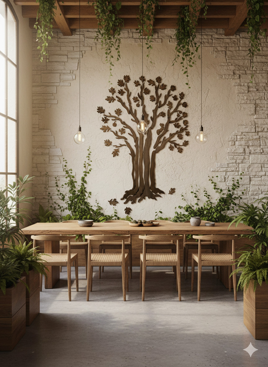 White Oak Tree of Life Wall Art, Handmade Woodland Decor (39×59")