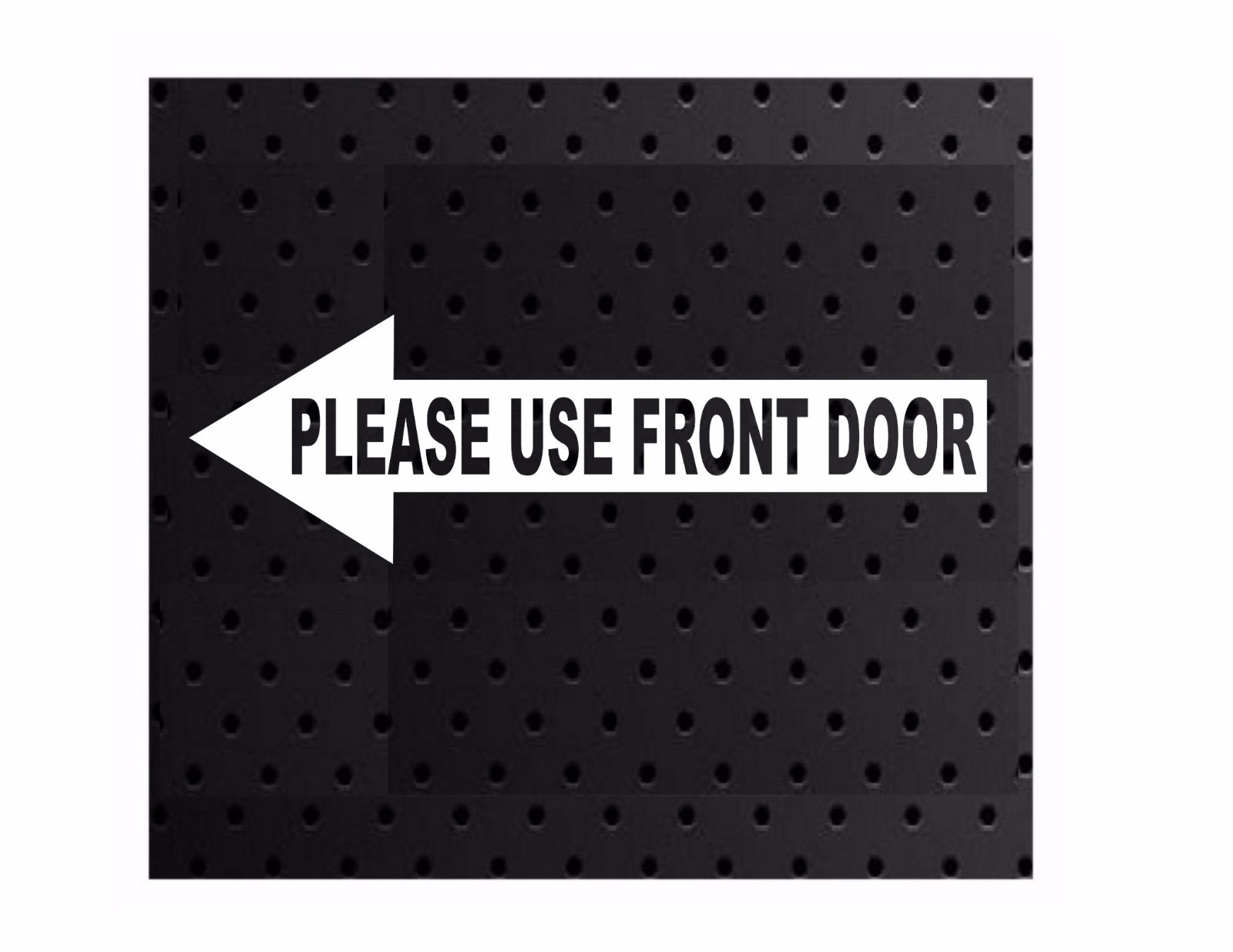 PLEASE USE FRONT DOOR (ARROW SIGN) LEFT Vinyl Window Decal