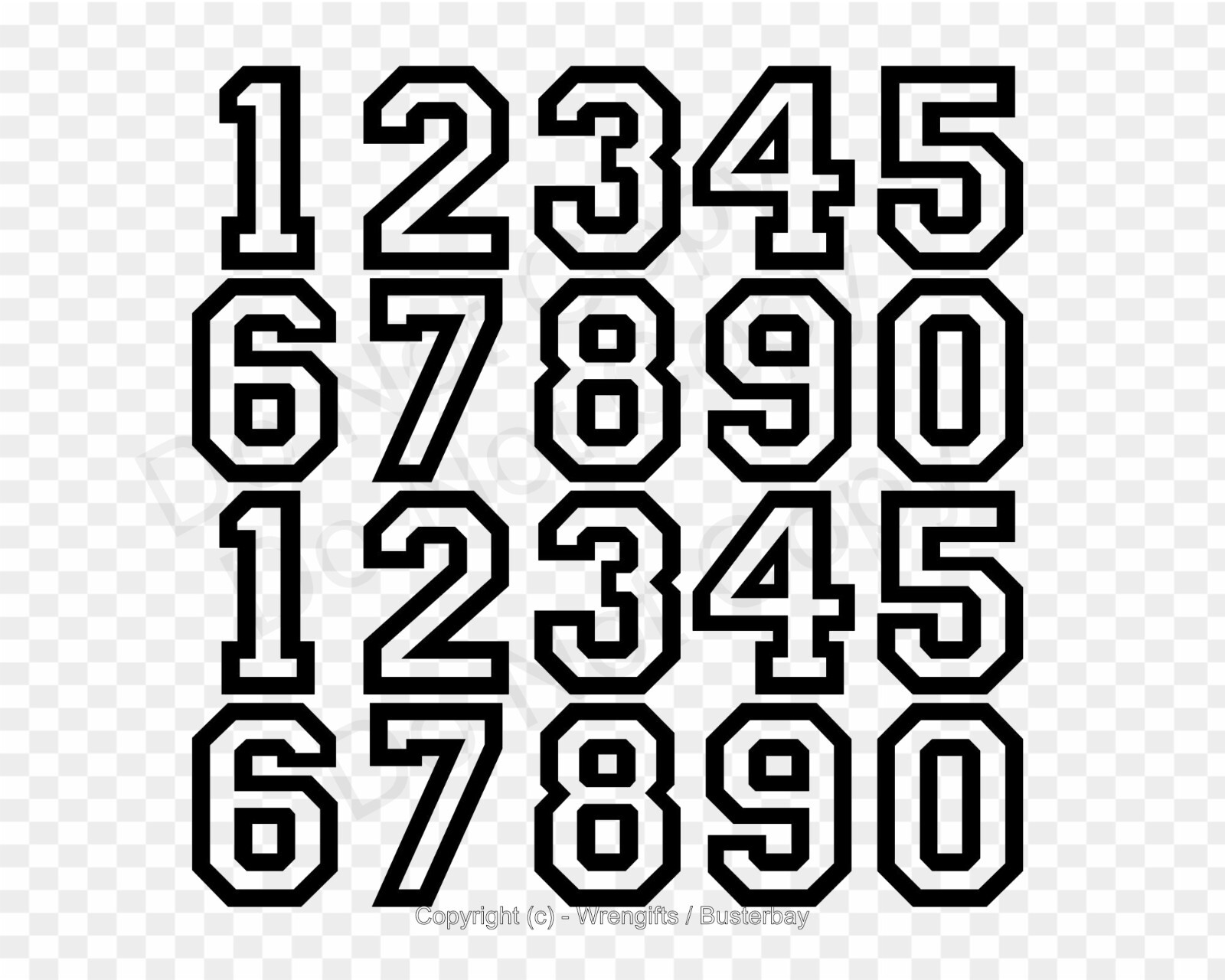Sport / Team Numbers 0-9 – Set of 20 – Helmet, Score, Sign – Select Color & Size