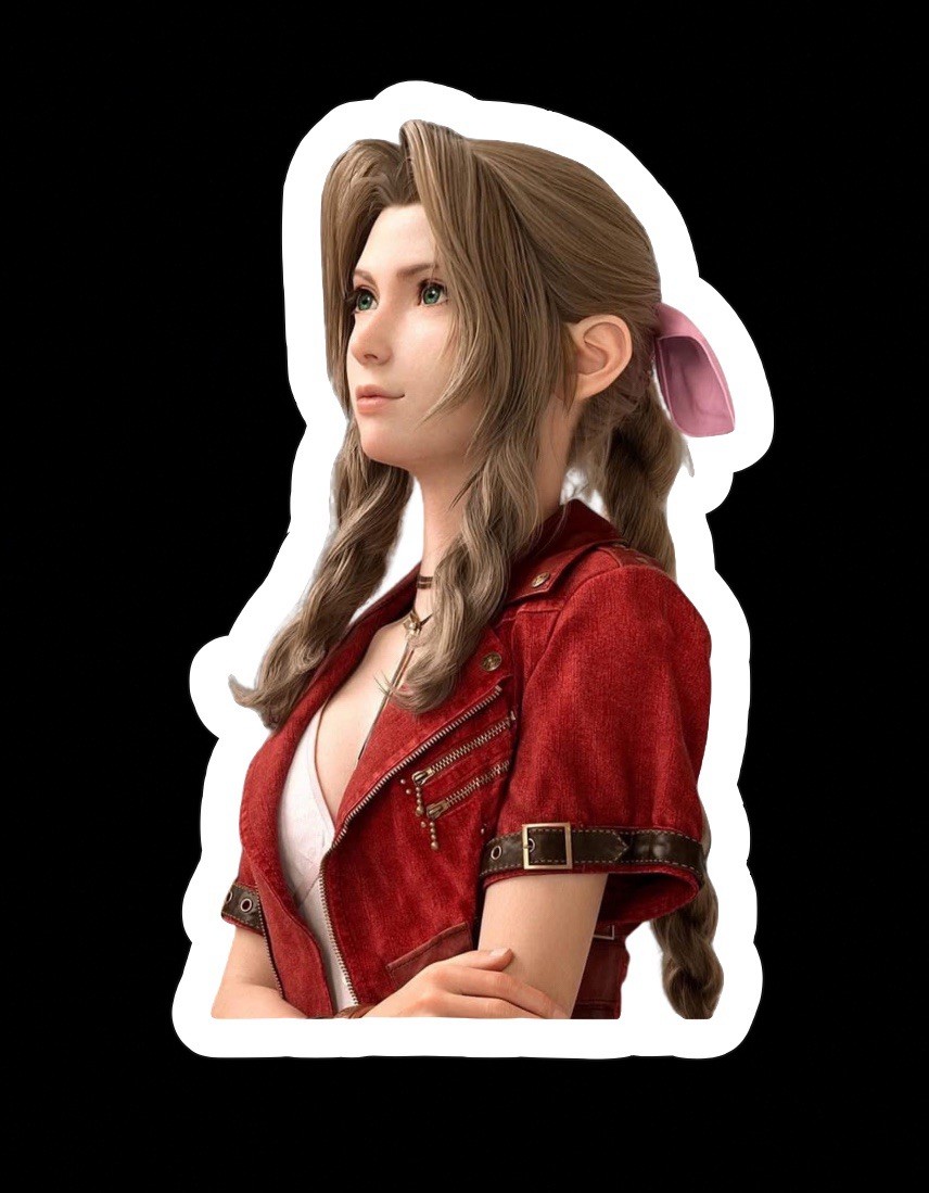Aerith Gainsborough, Final Fantasy 7, FF7, Glossy Vinyl sticker, Decal