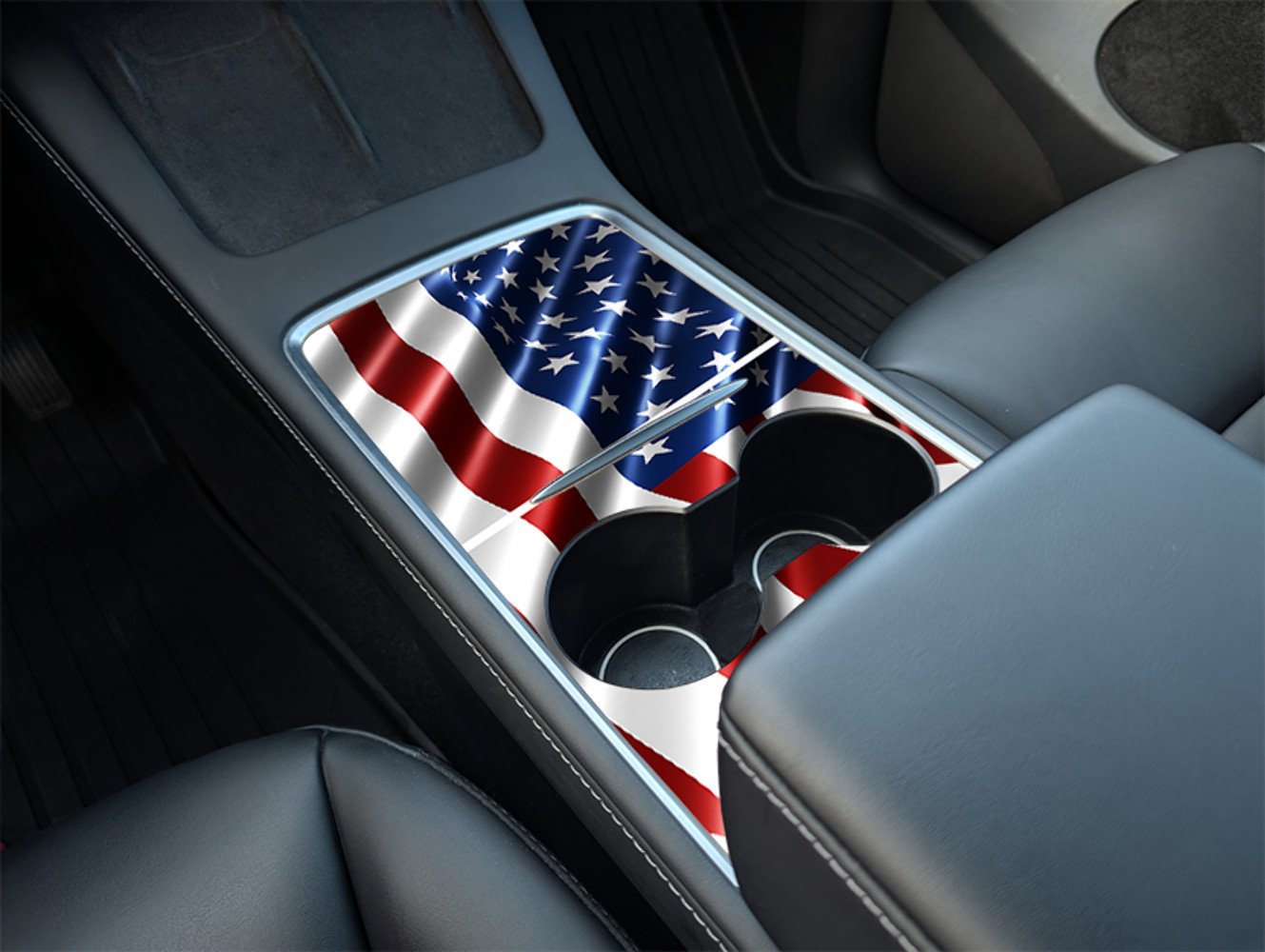 Tesla Model Y Center Console American Flag Wrap Kit (2021–2025) | Precision Fit