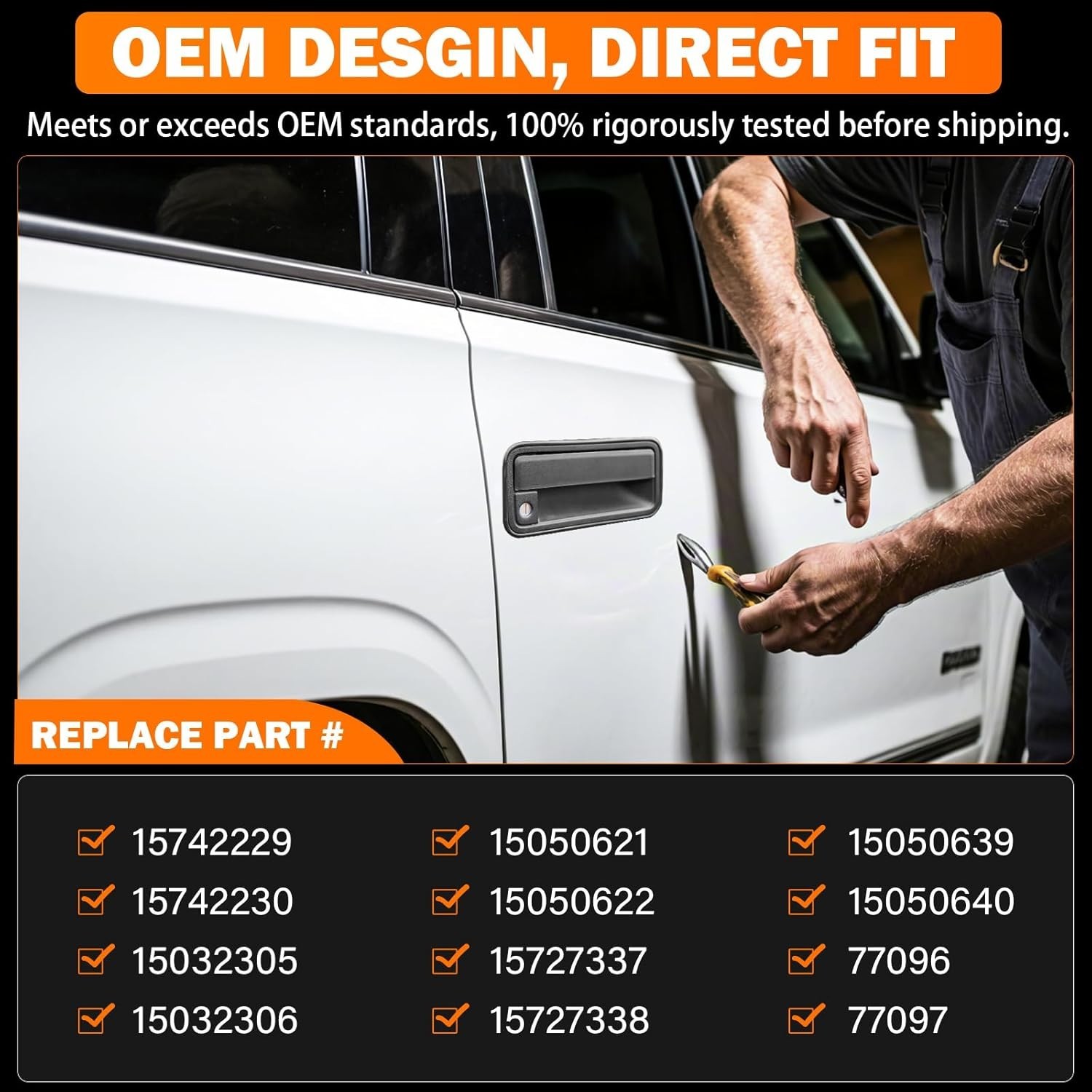 Exterior Door Handle W/Lock Cylinder & Keys for Chevy C1500 C2500 C3500