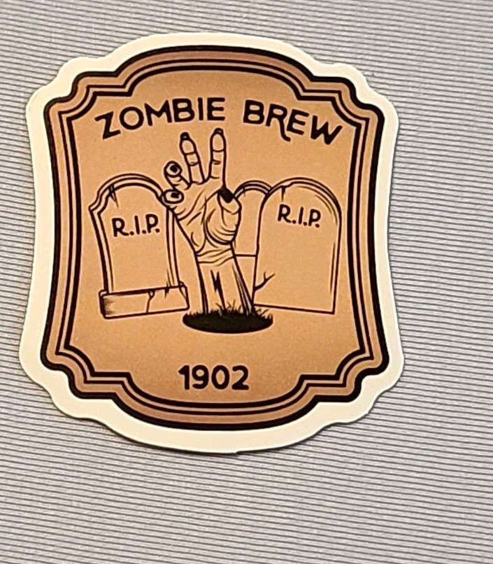 Zombie Brew Sticker Grave Tombstone Hand Vinyl Die Cut Scrapbook Journal Decal
