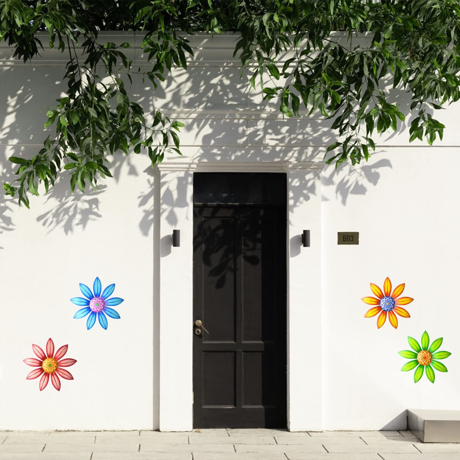 Gooyule Metal Flower Wall Art – Colorful Floral Decor for Indoor Outdoor Hang…